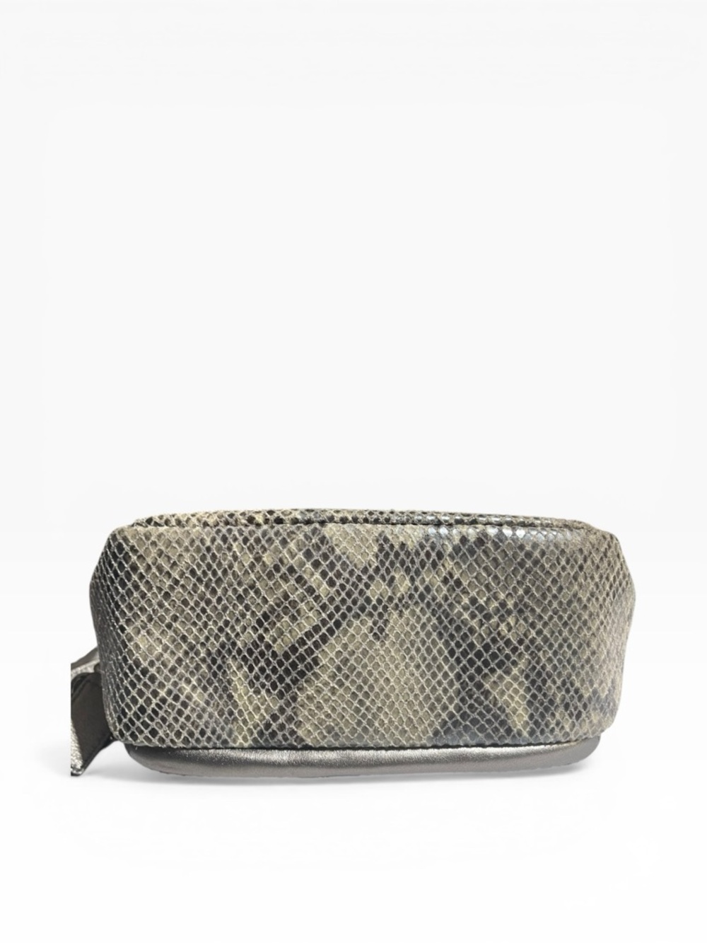 Coach Snakeskin Embossed Leather Shoulder Bag Chain Strap Y2K Mini Flap Grey - Picture 6 of 16